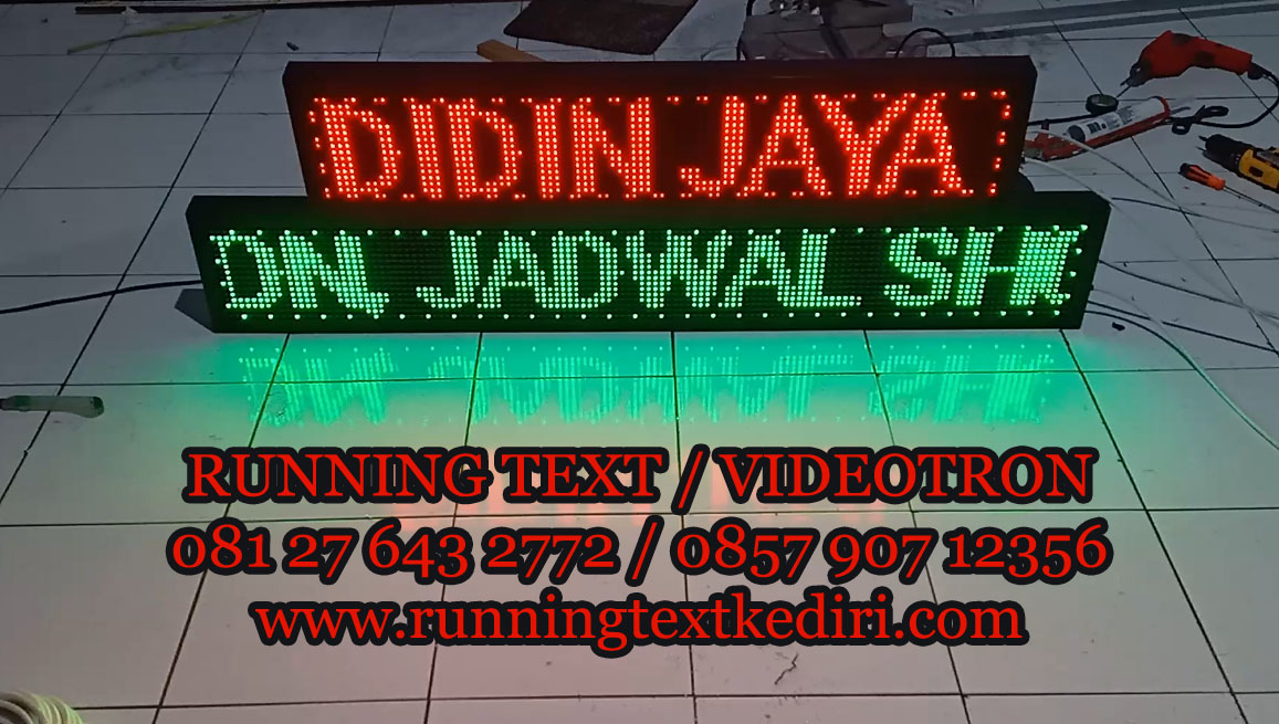 Running text dengan warna merah dan hijau memberikan anda lebih bagus dan lebih efisien dalam penggunaan running text yang anda miliki. Penggunaan running text merah ataupun hijau sangat bermanfaat untuk anda.
